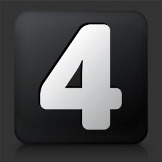 Black Square Button with Number Four