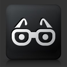 Black Square Button with Glasses N2