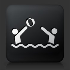 Black Square Button with Playing Beachball