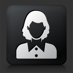 Black Square Button with Female Face Icon N41