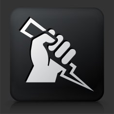 Black Square Button with Holding Electric Bolt