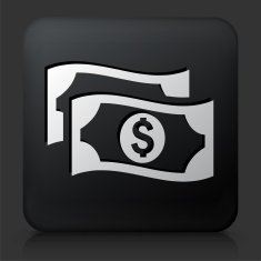Black Square Button with Money