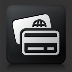 Black Square Button with Credit & Debit Cards