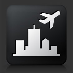 Black Square Button with Vacation Departure