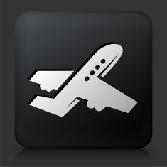 Black Square Button with Airplane Icon N11