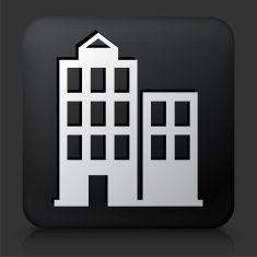 Black Square Button with Buildings N3