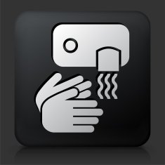 Black Square Button with Drying Hands Icon