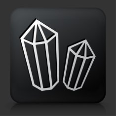 Black Square Button with Crystal & Minerals Icon N2