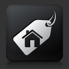 Black Square Button with Price Tag Icon N2