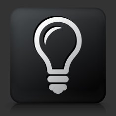 Black Square Button with Light Bulb Icon N2