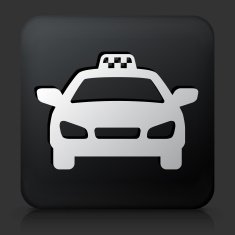 Black Square Button with Taxi Cab Icon N2