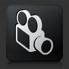 Black Square Button with Film Camera Icon N19