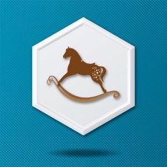 White 3D Hexagon Icon On a Blue Crosshatch Background N39