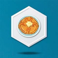 White 3D Hexagon Icon On a Blue Crosshatch Background N41