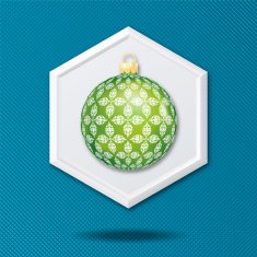 White 3D Hexagon Icon On a Blue Crosshatch Background N42