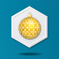 White 3D Hexagon Icon On a Blue Crosshatch Background N43