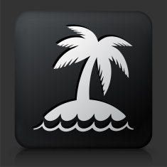 Black Square Button with Lonely Island