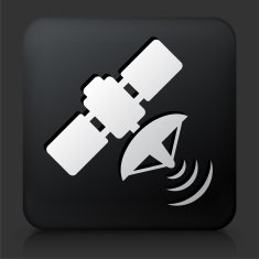 Black Square Button with Satellite Icon N2