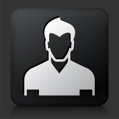 Black Square Button with Male Face Icon N66