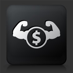 Black Square Button with Tough Money Icon
