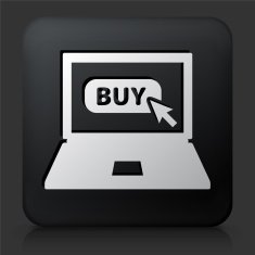 Black Square Button with Online Buying Icon