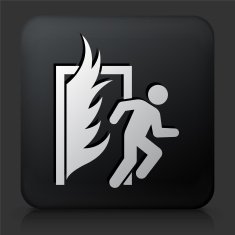 Black Square Button with Fire Escape Icon