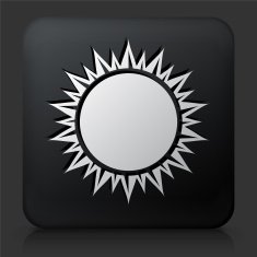Black Square Button with Sun Symbol N4