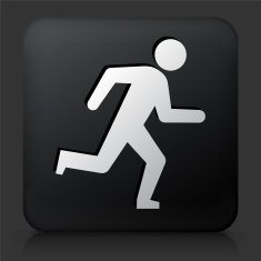 Black Square Button with Running Icon N4