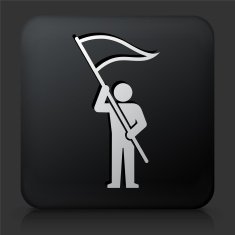 Black Square Button with Protest Flag N2