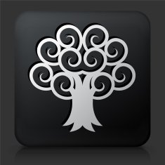 Black Square Button with Tree Icon N35