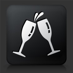 Black Square Button with Celebration Drinks Icon N2