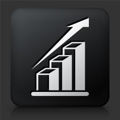 Black Square Button with Increase Graph Icon N2