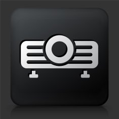 Black Square Button with Projector Icon N2