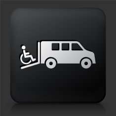 Black Square Button with Medical Transportation
