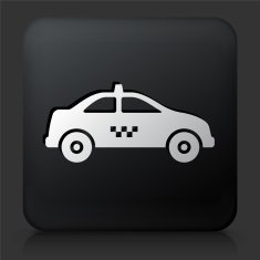 Black Square Button with Taxi Cab Icon N3