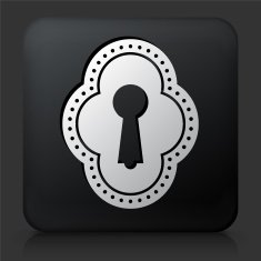 Black Square Button with Keyhole N2