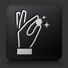 Black Square Button with Gold Nugget Icon