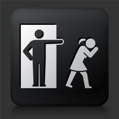 Black Square Button with Relationship Problems Icon N4
