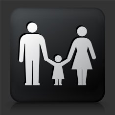 Black Square Button with Parents and Daughter N2