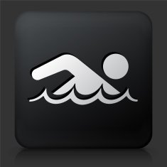 Black Square Button with Swimmer Icon