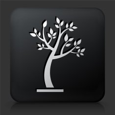 Black Square Button with Tree Icon N37