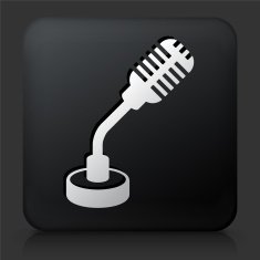 Black Square Button with Microphone N3