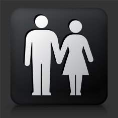 Black Square Button with Couple Holding Hands N3