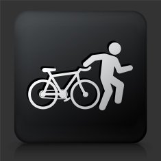 Black Square Button with Man Biking Icon N2