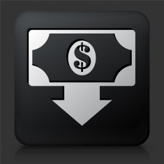 Black Square Button with Money Deposit
