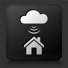 Black Square Button with Wi-Fi House