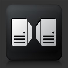 Black Square Button with Server Icon