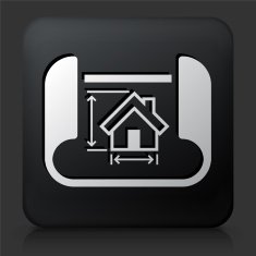Black Square Button with Building Blueprints Icon N4