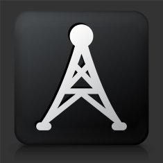 Black Square Button with Electric Tower Icon