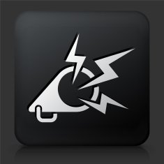 Black Square Button with Megaphone Icon N4